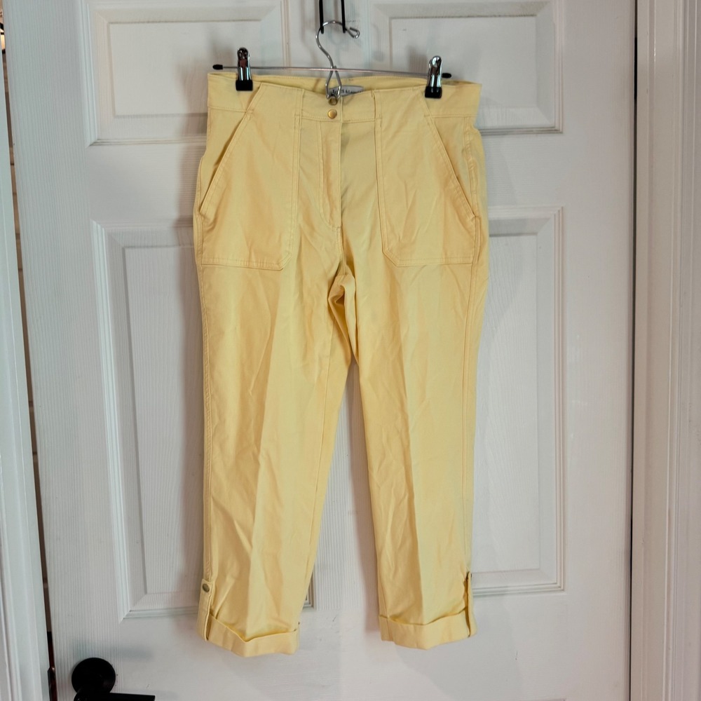 Jules & Leopold Cropped Pants Women Size M Yellow Cuffed Utility PT26798CHU